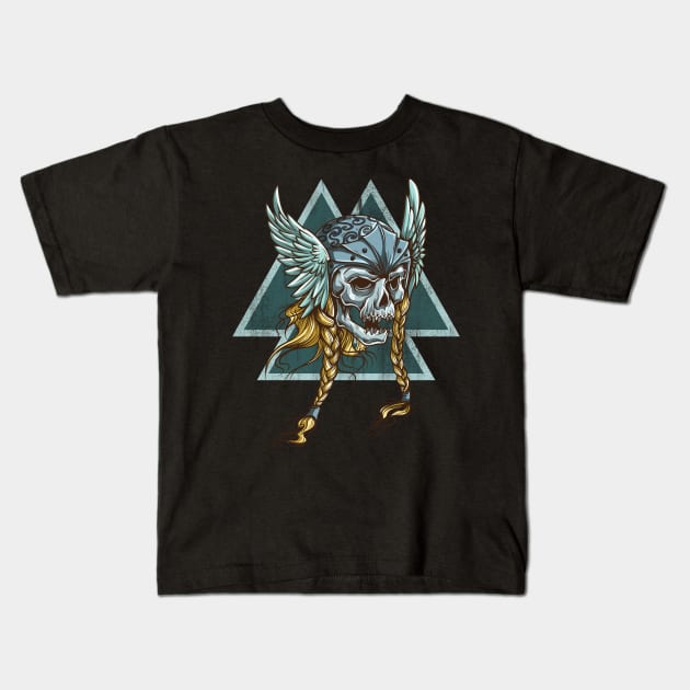 Viking Valkyrie and Valknut Kids T-Shirt by LittleBean